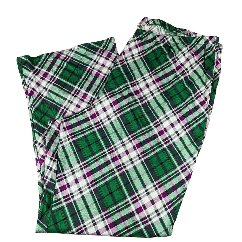 Cacique Plaid Pajama Pants 22/24 Green Purple‎ Cotton Sleep Lounge NWT